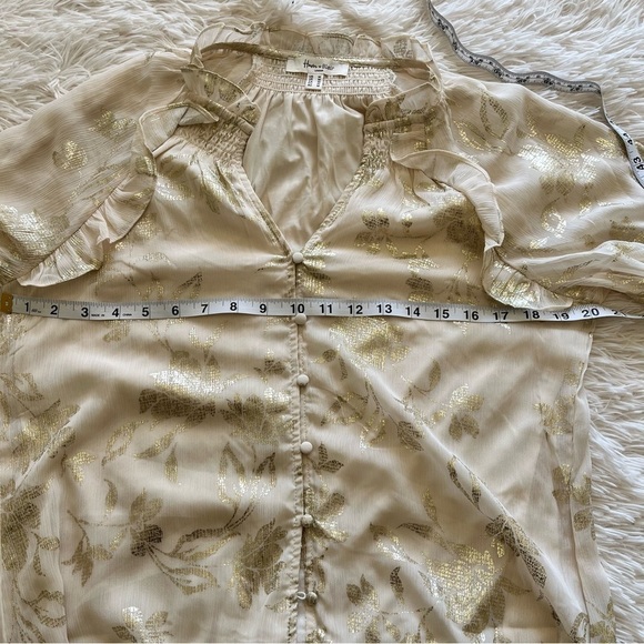 Haver Blair London Boho Top shirt Blouse Tunic Long Sleeve Ivory Pullover MED - Picture 2 of 6